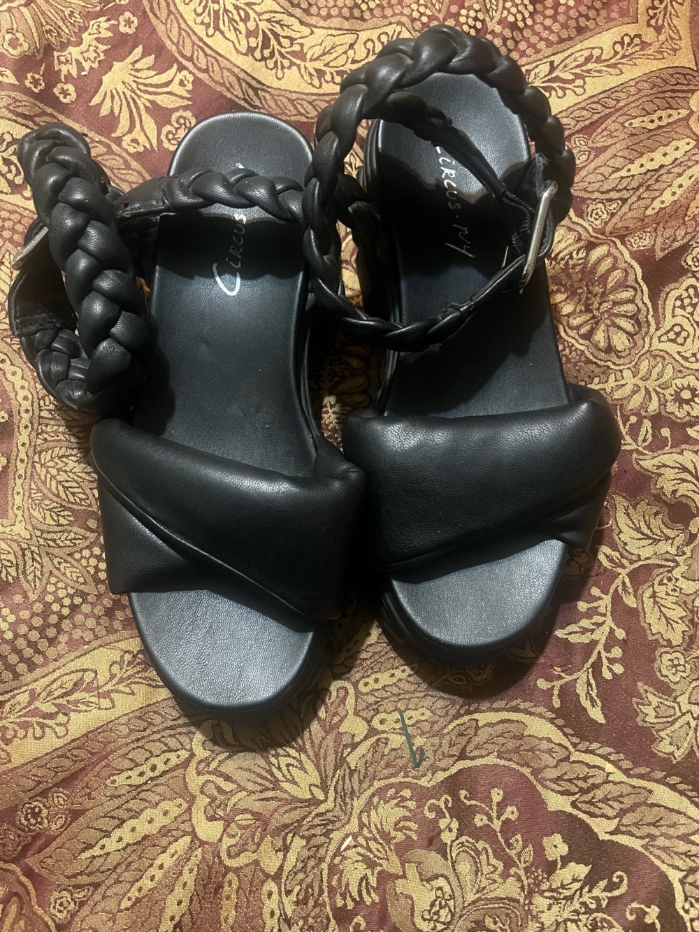 Circus by Sam Edelman NWOT Black Braided-Ankle Sandals with Padded Cross-Band